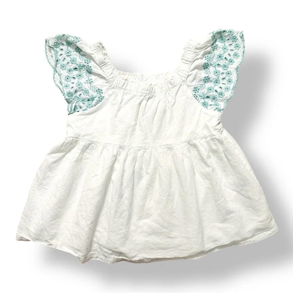 Joie | Embroidered Flutter Sleeve Top (M)